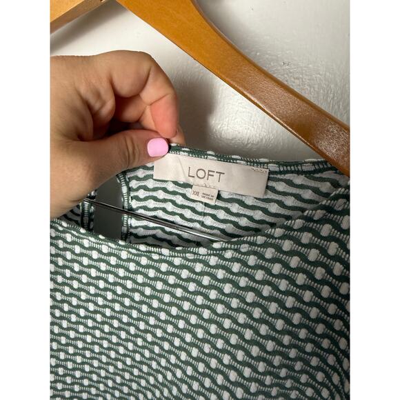 Loft Mini Geo Pocket Tee Green Lattice Casual Knit Dress Size XXL NEW Classic - Picture 4 of 9